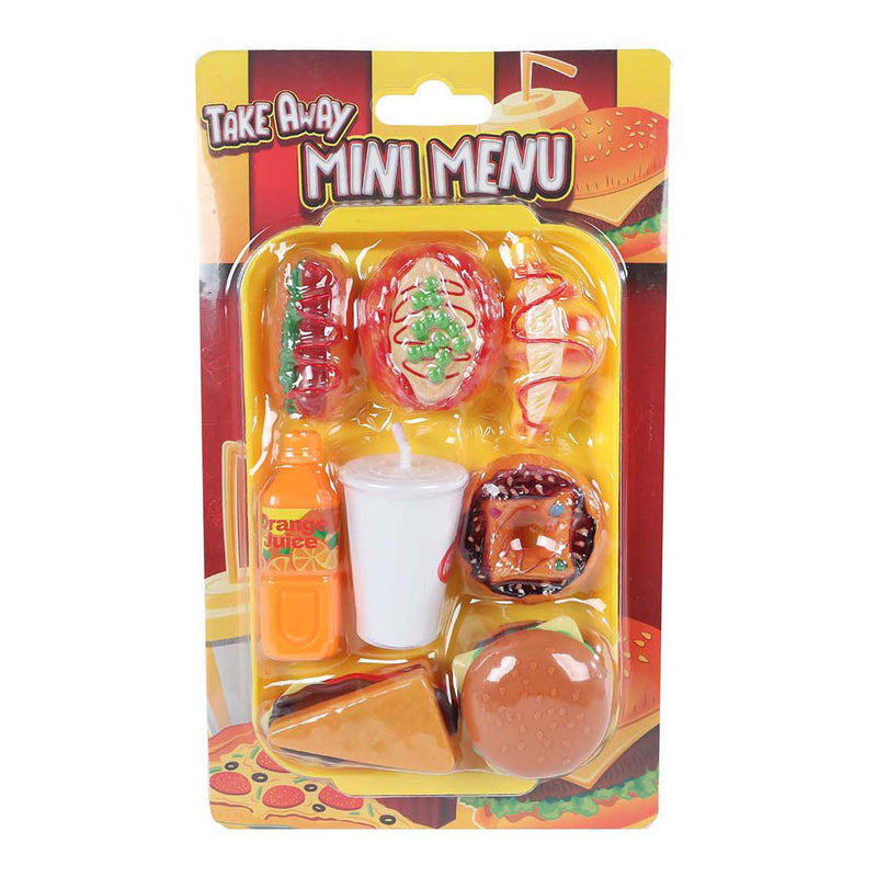 Afbeelding laden in galerijviewer, Speelset fastfood mini menu 8 9 delig 4ass 10x16,5cm
