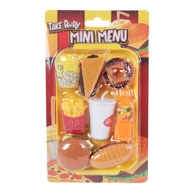 Afbeelding laden in galerijviewer, Speelset fastfood mini menu 8 9 delig 4ass 10x16,5cm
