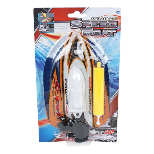 Speedboot opblaasbaar met pomp en opwindfunctie 17cm 3 assorti