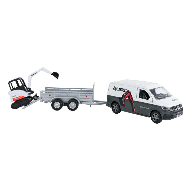 Afbeelding laden in galerijviewer, Kids globe vw transporter met minigraver pull back 27cm
