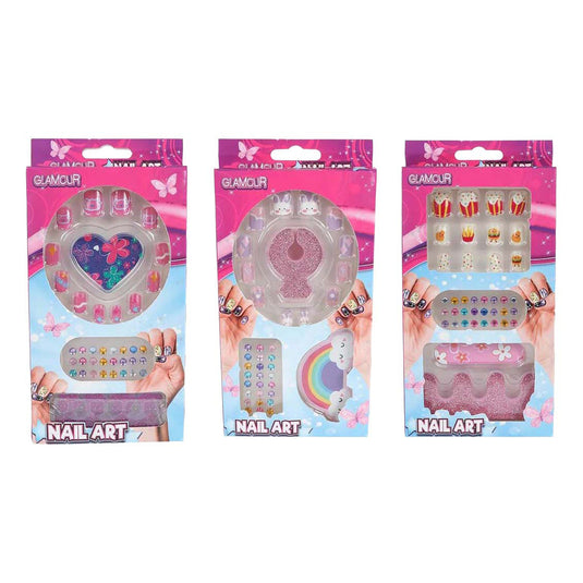 Glamour kunstnageltjes met diamantjes - 12st.