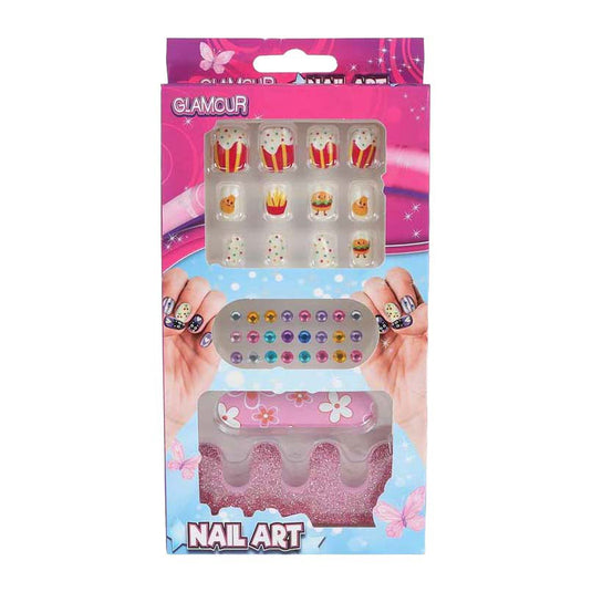 Glamour kunstnageltjes met diamantjes - 12st.