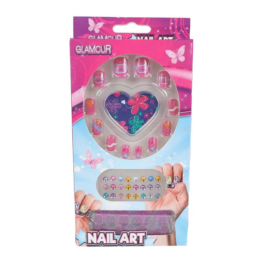 Glamour kunstnageltjes met diamantjes - 12st.