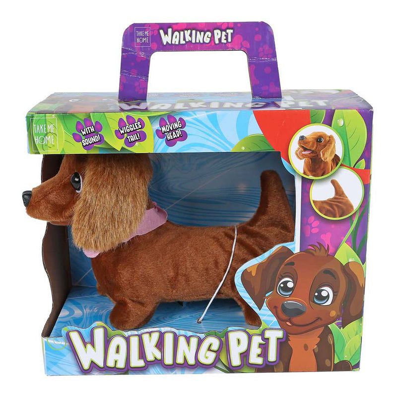 Afbeelding laden in galerijviewer, Take me home pluche loophond teckel 19cm speelgoed hond bruin.
