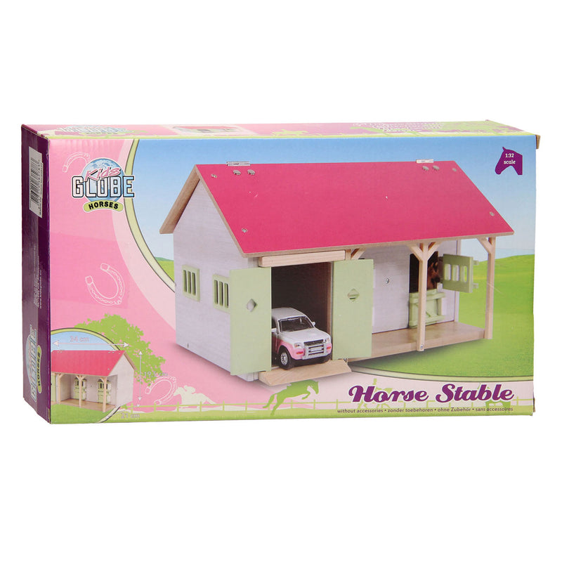 Afbeelding laden in galerijviewer, Kids globe paardenstal roze met 2 boxen en berging 1:32
