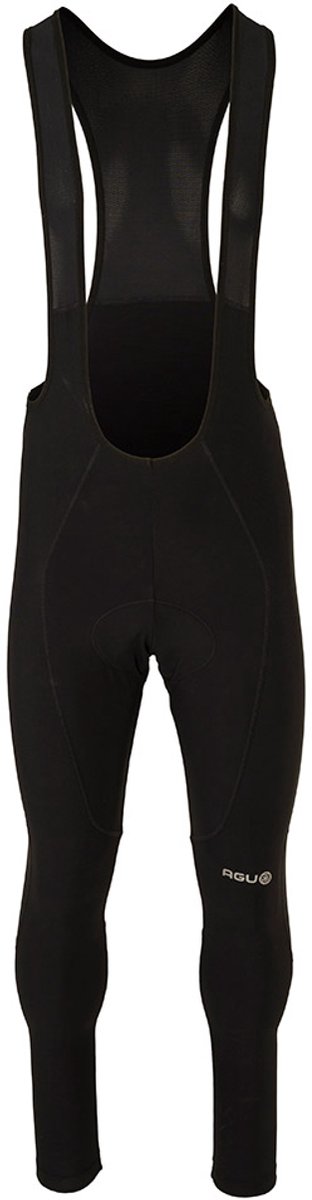 Agu essential - bibtight - fietsbroek met zeem - heren - zwart - m - mesh bretels - reflecterende details - siliconen gripper m
