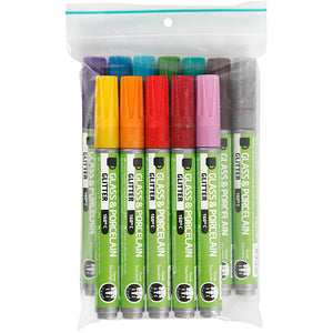 Creativ company glas- en porseleinstiften kleur glitter, 12st.
