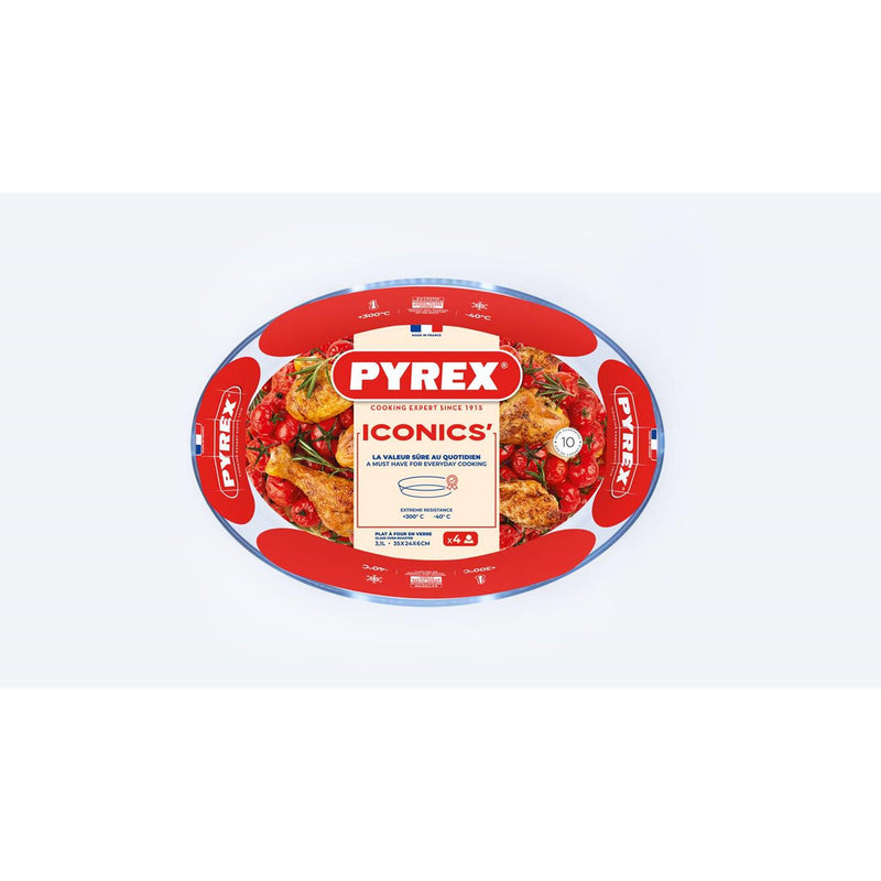 Afbeelding laden in galerijviewer, Pyrex ovenschaal ovaal 3l 35x24cm

