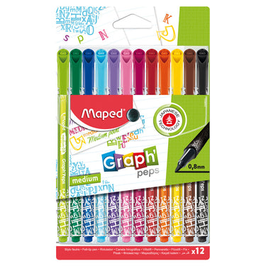 Maped graph rsquo;peps fijnlijners 12 kleuren 0.8 mm