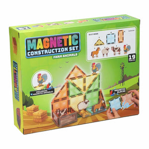 Toi-toys bouwset magneetpanelen met dieren 19-delig 3 assorti