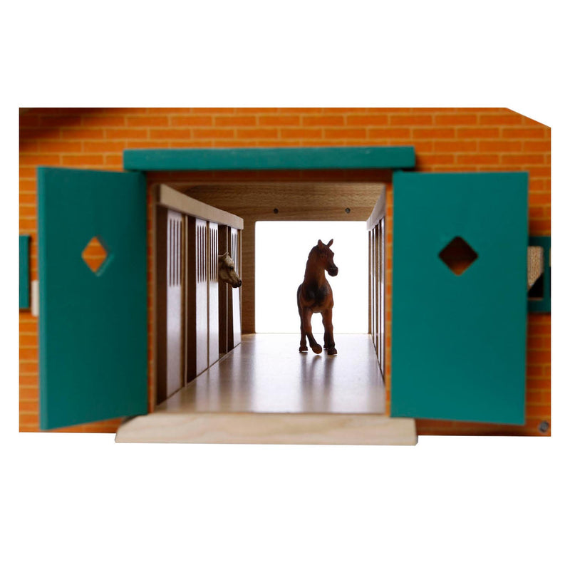 Afbeelding laden in galerijviewer, Kids globe paardenstal hout met 9 paardenboxen 1:32
