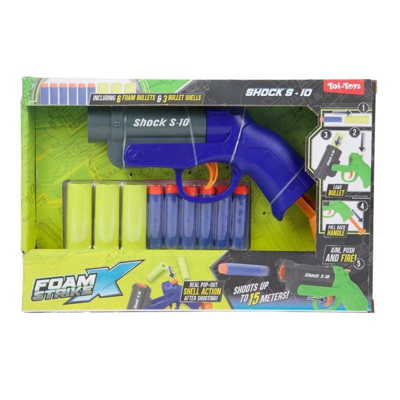 Afbeelding laden in galerijviewer, Toi-toys foam strikex pistool -shot s-10- met hulzen 2ass
