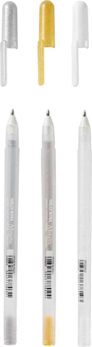 Sakura gelly roll mixed set 3 goud zilver wit