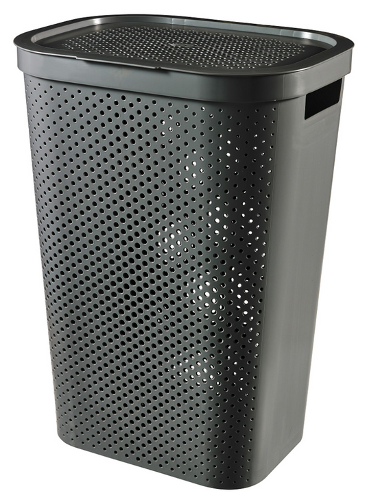 Curver infinity wasbox dots 60l - 100% recycled donkergrijs