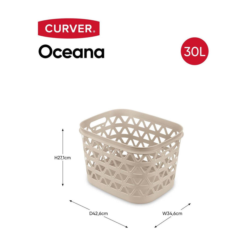 Afbeelding laden in galerijviewer, Curver oceana wasmand - 30l - 42,6x34,6x27,1cm - wit
