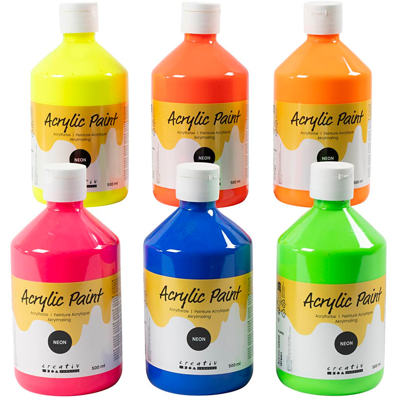 Afbeelding laden in galerijviewer, Https: www.cchobby.nl acrylverf-neon-neon-kleuren-6x500-ml-1-doos
