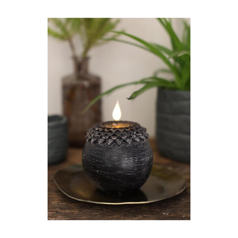 Afbeelding laden in galerijviewer, Ideas 4 seasons led kaars wax bloem parel zwart ø9xh12cm
