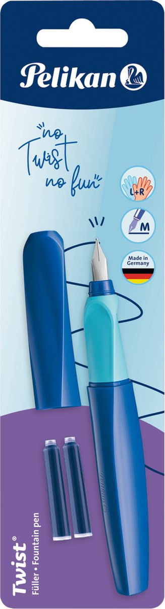 Pelikan twist - vulpen - deep blue m + 2x standaard inktpatroon