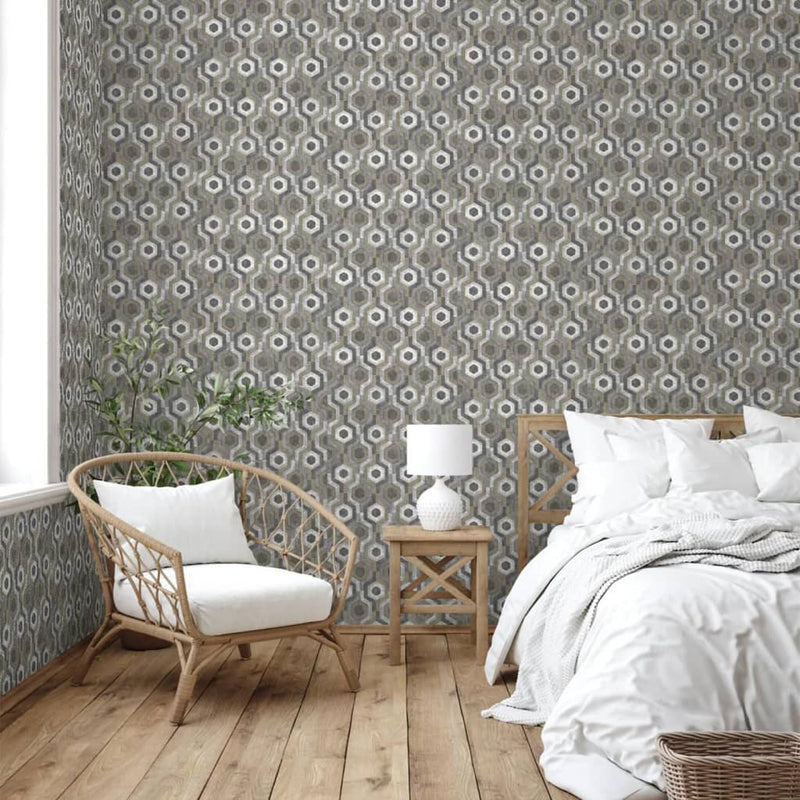 Afbeelding laden in galerijviewer, Dutch wallcoverings behang galactic zilverkleurig en bruin
