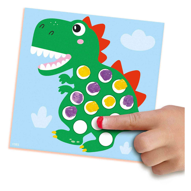 Afbeelding laden in galerijviewer, Ses my first - vingerafdruk verf dino's
