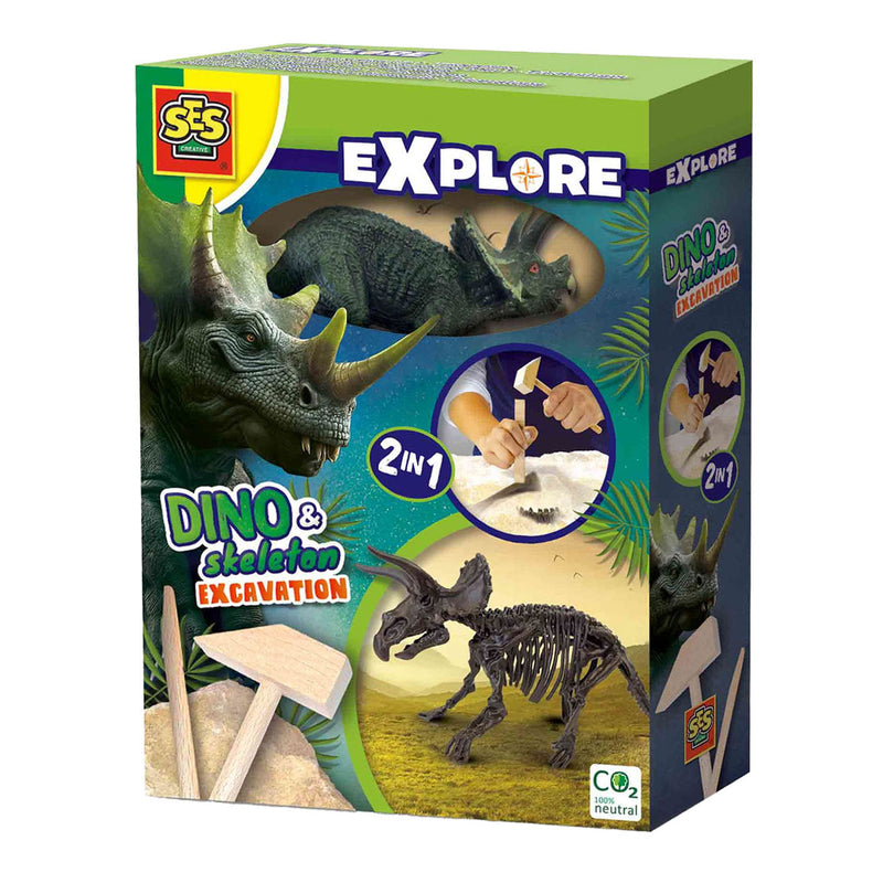 Afbeelding laden in galerijviewer, Ses explore dino en skelet opgraven 2in1 - triceratops
