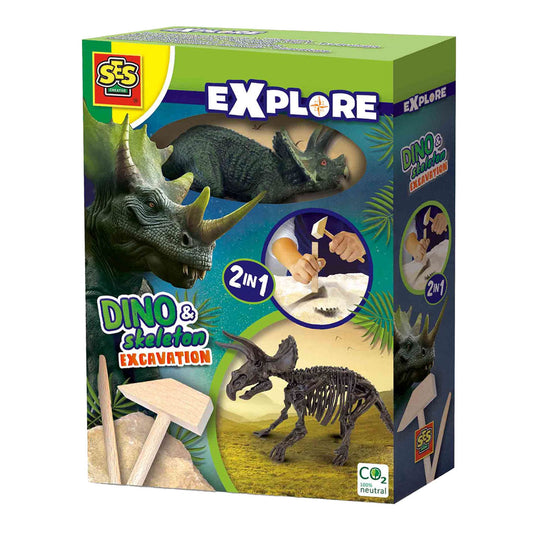 Ses explore dino en skelet opgraven 2in1 - triceratops
