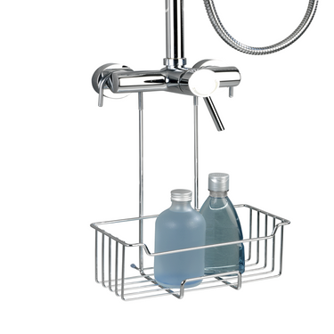 Wenko doucherek milo rvs glanzend 25x36cm - zonder boren - doucherekje hangend - douchemand - douchecaddy ophangbaar