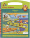 Dam robots speel scene met herbruikbare stickers