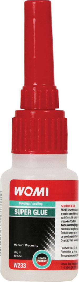 Womi w223 secondelijm – 20 g transparant – sneldrogend – sterke hechting – multifunctionele reparatielijm