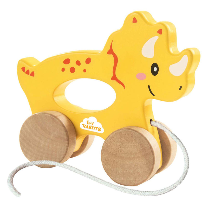 Afbeelding laden in galerijviewer, Ses houten trekdier 2 in 1 - triceratops
