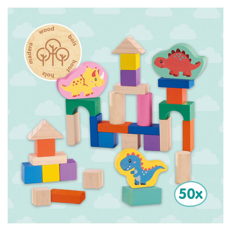 Afbeelding laden in galerijviewer, Ses creative ses houten bouwblokken dino's, 50st.

