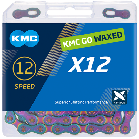Kmc ketting x12 12v 126l waxed aurora blauw