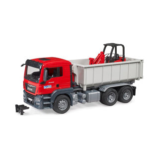 Afbeelding laden in galerijviewer, Bruder , miniatuurauto van de man tgs vrachtwagen met container, rood
