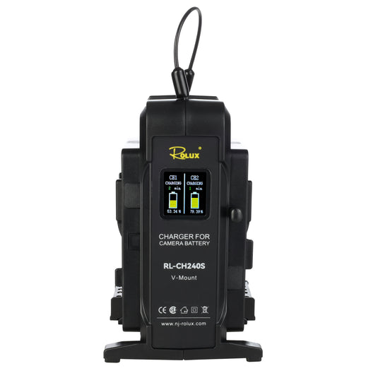 Rolux dubbele snellader rl-ch240s voor v-mount accu