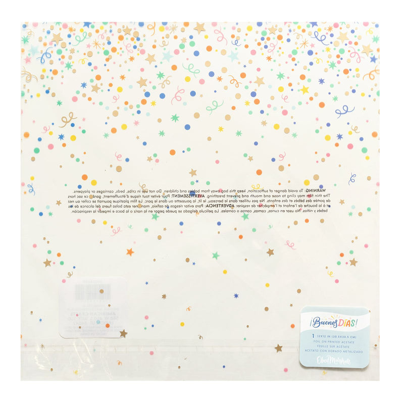Afbeelding laden in galerijviewer, American crafts • specialty paper buenos días 12x12 acetate with gold foil
