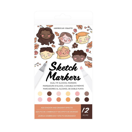 American crafts • sketch markers dual tip skin tone