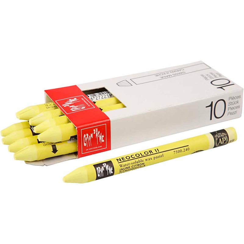 Afbeelding laden in galerijviewer, Https: www.cchobby.nl caran-d-ache-neocolor-ii-l-10-cm-dikte-8-5-mm-lemon-yellow-240-10-stuk-1-doos

