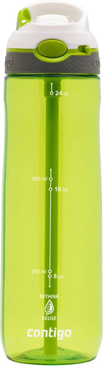 Contigo ashland autospout waterfles met rietje | grote bpa-vrije drinkfles van 720ml | sportfles | lekvrije drinkfles | ideaal voor school, de sportschool, fiets, hardlopen, wandelen | citron