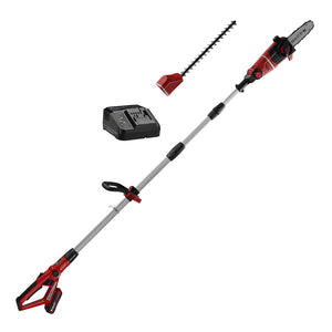 Einhell accu tuin-multitool ge-hc 18 li t kit - power x-change - 18 v 3.0 ah li-ion - zwaardlengte kettingzaag: 200 mm - bladlengte heggenschaar: 450 mm - tandafstand: 16 mm - incl. 1x 3.0 ah accu en lader