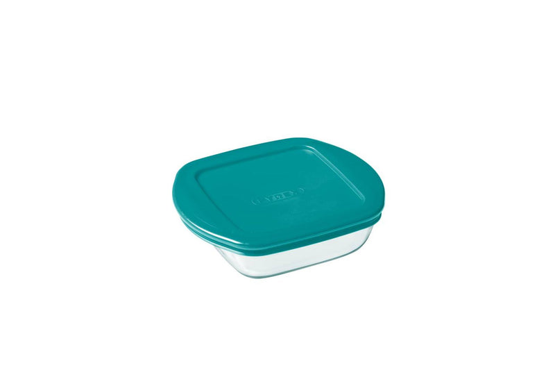Afbeelding laden in galerijviewer, Pyrex cook store vierkante bewaarschaal 14x12x4cm - 350ml - borosilicate glass
