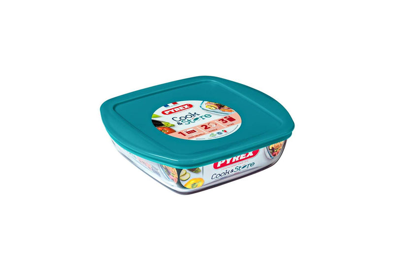 Afbeelding laden in galerijviewer, Pyrex cook store vierkante bewaarschaal 25x22x7cm - 2200ml - borosilicate glass
