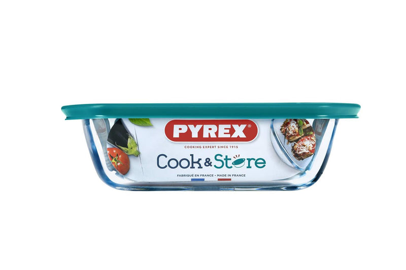 Afbeelding laden in galerijviewer, Pyrex cook store rechthoekige bewaarschaal 20x20x8cm - 2500ml - borosilicate glass
