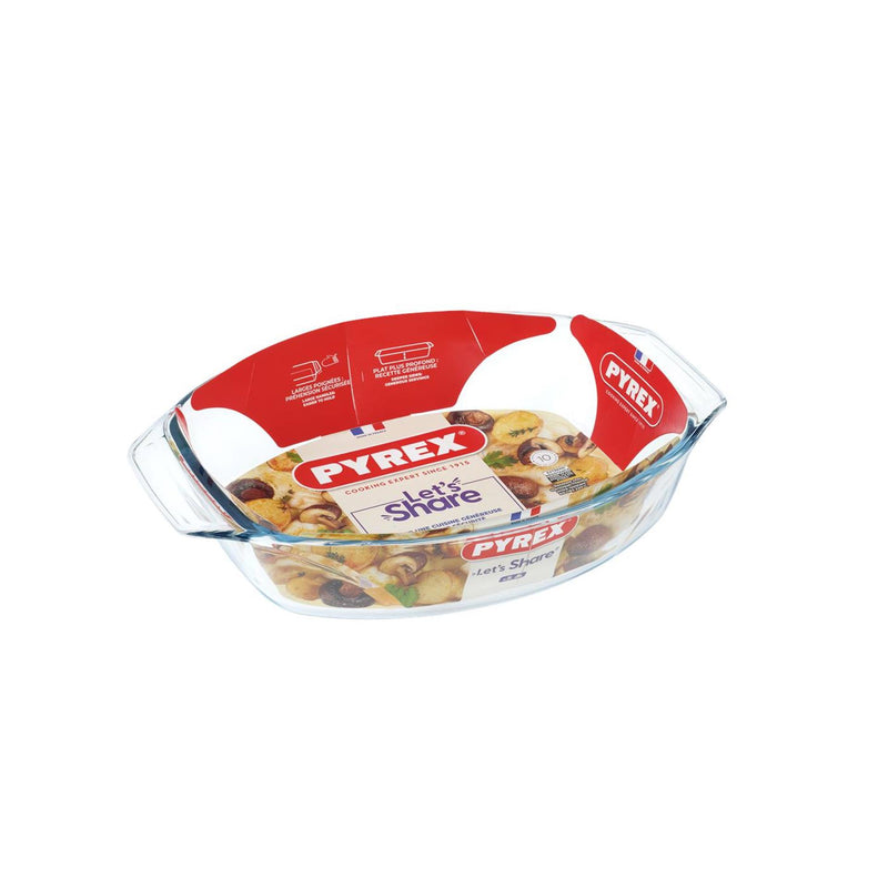 Afbeelding laden in galerijviewer, Pyrex irresistible ovale braadslede glas met greep 35 x 24x6 cm 2,8l
