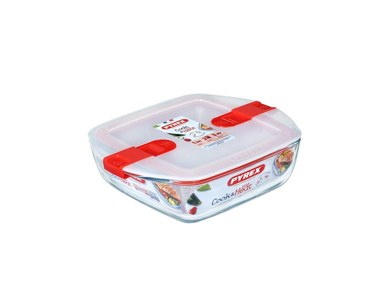 Afbeelding laden in galerijviewer, Pyrex cook heat vierkante schaal met deksel 1l 20x17x6cm
