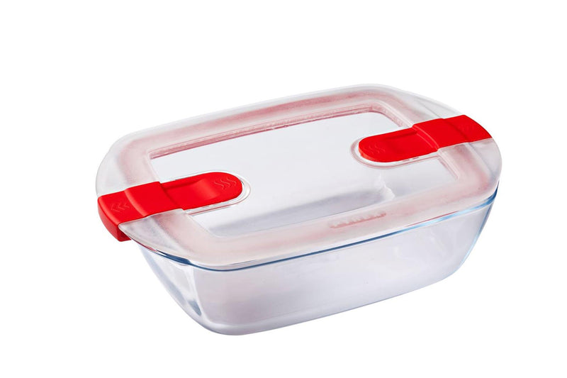 Afbeelding laden in galerijviewer, Pyrex cook heat rechthoekige schaal met deksel 1,1l 23x15x6cm
