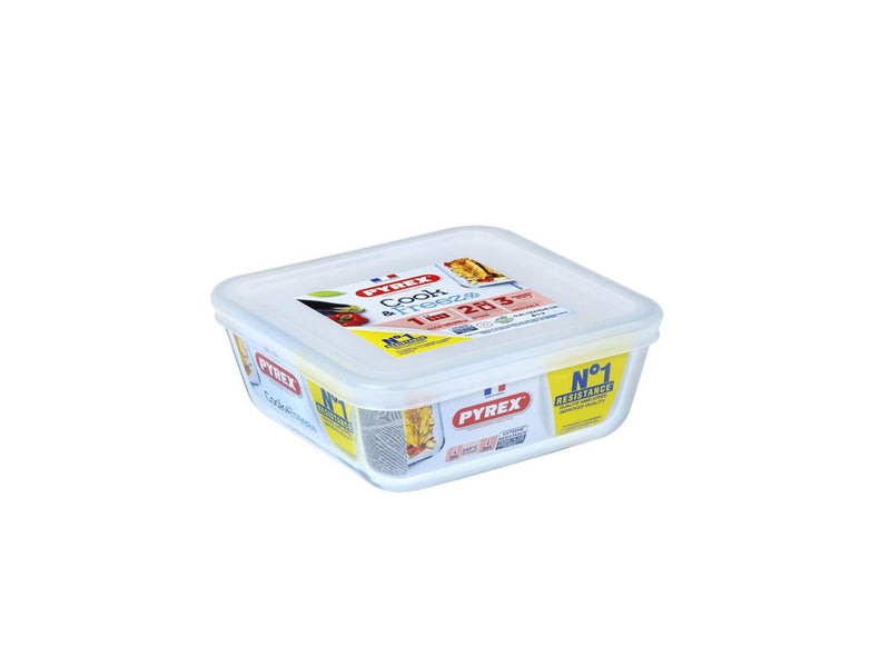 Afbeelding laden in galerijviewer, Pyrex cook and freeze ovenschaal 15x15 cm borosilicaatglas
