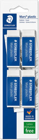 Staedtler - mars plastic gom - gum van premium kwaliteit - kaart met 4 stuks