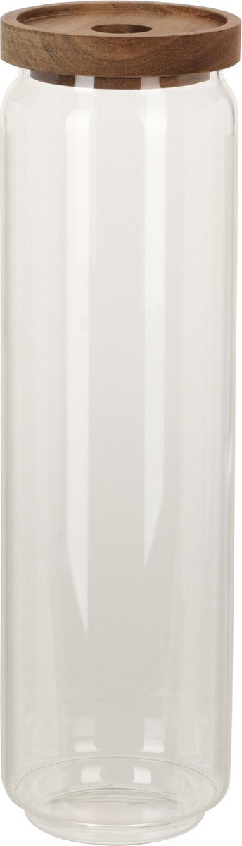 Excellent houseware voorraadpot - 9 x 30 cm - 1500 ml - glas - luxe keuken voorraadbus - luchtdichte deksel