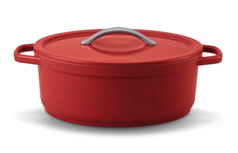 Afbeelding laden in galerijviewer, Beka plume ovaal kookpot 31cm rood aluminium met keramische anti-aanbaklaag
