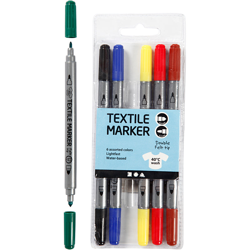 Afbeelding laden in galerijviewer, Https: www.cchobby.nl textielstiften-lijndikte-2-3-3-6-mm-standaardkleuren-6-stuk-1-doos
